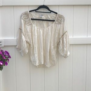 White and Gold Peasant Top